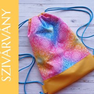 Szivárvány mandala mintás tornazsák vízálló anyagból utazáshoz, városnézéshez - táska & tok - hátizsák - tornazsák, gymbag - Meska.hu