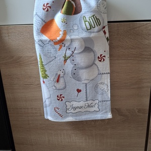 Nyuszis-hóemberes waffle/darázsszövet konyharuha - otthon & életmód - konyhafelszerelés, tálalás - konyhai textil - konyharuha & törlőkendő - Meska.hu