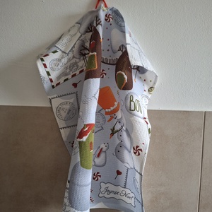 Nyuszis-hóemberes waffle/darázsszövet konyharuha - otthon & életmód - konyhafelszerelés, tálalás - konyhai textil - konyharuha & törlőkendő - Meska.hu