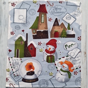 Cuki hóemberes waffle/darázsszövet konyharuha - Meska.hu