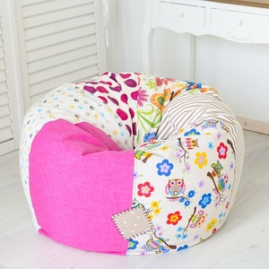 Gyerek méretű, vidám színű, süppedős patchwork babzsákfotel - rózsaszín, klasszikus formájú babzsák gyerekeknek - otthon & életmód - bútor - babzsákfotel - Meska.hu