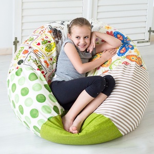 Vidám színű, süppedős patchwork babzsákfotel gyerekeknek - zöld, klasszikus formájú babzsák gyerekeknek, Otthon & Életmód, Bútor, Babzsákfotel, Varrás, MESKA