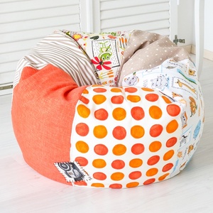 Vidám színű, süppedős patchwork babzsákfotel - KAMASZ MÉRET - narancs, klasszikus formájú babzsák tiniknek, Otthon & Életmód, Bútor, Babzsákfotel, Varrás, MESKA