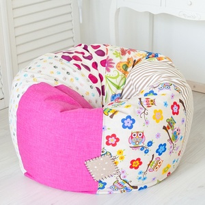 Vidám színű, süppedős patchwork babzsákfotel - KAMASZ MÉRET - rózsaszín, klasszikus formájú babzsák tiniknek - Meska.hu