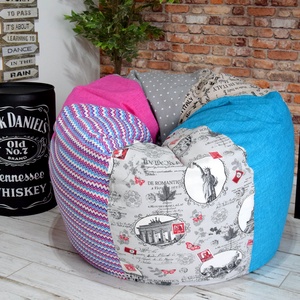 Kamasz méretű babzsákfotel, patchwork stílusban, lányos színkombinációban, tini babzsák - otthon & életmód - bútor - babzsákfotel - Meska.hu