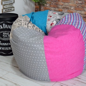 Kamasz méretű babzsákfotel, patchwork stílusban, lányos színkombinációban, tini babzsák - otthon & életmód - bútor - babzsákfotel - Meska.hu