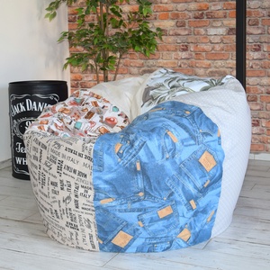  Süppedős babzsákfotel - KAMASZ MÉRET - patchwork stílusú, klasszikus formájú babzsák tiniknek, Otthon & Életmód, Bútor, Babzsákfotel, Varrás, MESKA