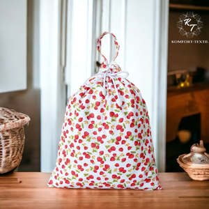 Kenyeres zsák, frissentartó kenyeres zsák, epres mintával - nagy méretű - táska & tok - bevásárlás & shopper táska - kenyeres zsák - Meska.hu