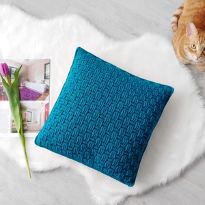 Sötét türkiz horgolt kétoldalas díszpárna huzat 40x40 cm -  - Meska.hu