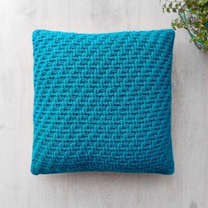 Sötét türkiz horgolt kétoldalas díszpárna huzat 40x40 cm -  - Meska.hu