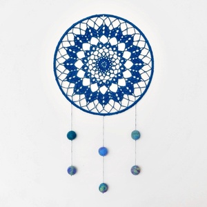 Türkizkék mandala falidísz 25 cm, álomfogó, horgolt lakásdekoráció -  - Meska.hu