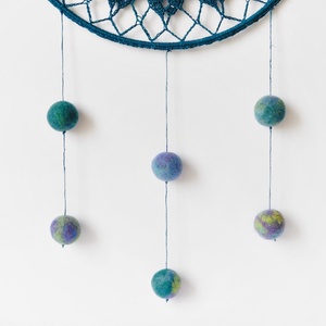 Türkizkék mandala falidísz 25 cm, álomfogó, horgolt lakásdekoráció -  - Meska.hu