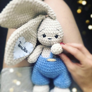 Plüss nyuszi fiú  - játék & sport - plüssállat & játékfigura - nyuszi - Meska.hu