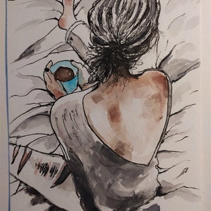 Reggeli kávé (Eredeti festmény) - Meska.hu