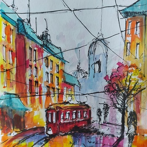 Piros villamos (Eredeti alkotás) - Meska.hu