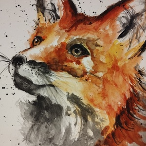 Róka portré  - művészet - festmény - akvarell - Meska.hu
