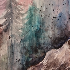 Medve tájkép - művészet - festmény - akvarell - Meska.hu