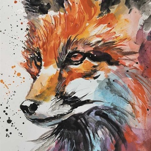 Akvarell Róka portré - művészet - festmény - akvarell - Meska.hu