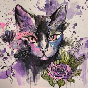 Absztrakt cica festmény - Meska.hu