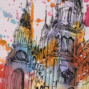 Katedrális akvarell festmény - művészet - festmény - akvarell - Meska.hu