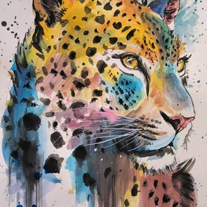 Leopárd akvarell festmény - Meska.hu