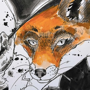 Róka úr festmény - művészet - festmény - akvarell - Meska.hu