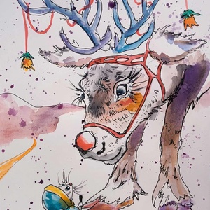 Rudolf a rénszarvas illusztráció - Meska.hu