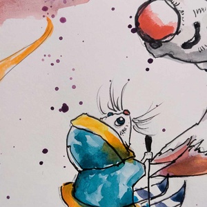 Rudolf a rénszarvas illusztráció - művészet - festmény - akvarell - Meska.hu