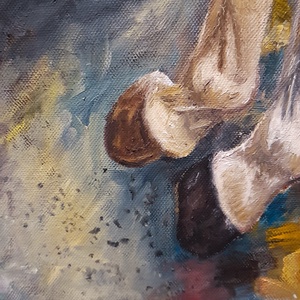 Konstantin Pál: fehér ló modern nagyméretű olajfestmény vásznon, oldalt festve - művészet - festmény - olajfestmény - Meska.hu