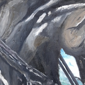 Konstantin Pál: Lány lóval pipacsmezőn modern olajfestmény faroston, fehér fa keretben - művészet - festmény - olajfestmény - Meska.hu