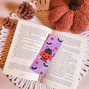 Cicás halloweeni könyvjelző könyvmolyoknak, Művészet, Grafika & Illusztráció, Egyéb rajzok, Fotó, grafika, rajz, illusztráció, MESKA