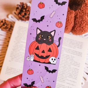 Cicás halloweeni könyvjelző könyvmolyoknak - művészet - grafika & illusztráció - egyéb rajzok - Meska.hu