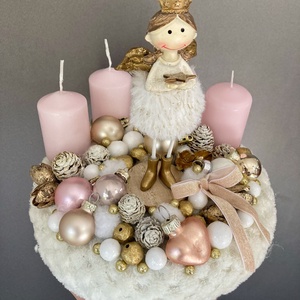 Rózsaszín arany adventi koszorú - karácsony - adventi díszek - adventi koszorú - Meska.hu