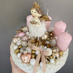 Rózsaszín arany adventi koszorú - karácsony - adventi díszek - adventi koszorú - Meska.hu