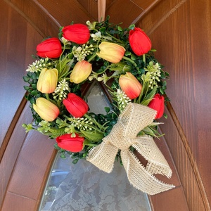 Real tulipános ajtódísz, Otthon & Életmód, Dekoráció, Ajtó- és ablak dekoráció, Ajtódísz & Kopogtató, Virágkötés, MESKA