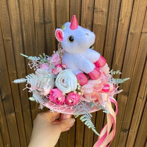 Unikornis ballagási csokor - otthon & életmód - dekoráció - virágdísz és tartó - csokor & virágdísz - Meska.hu