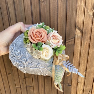 Betonkaspós sírdísz 18 cm, Otthon & Életmód, Vallás, Temetkezési tárgy, Sírdísz, kegyeleti dísz, Virágkötés, MESKA