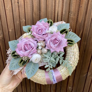 Szalmakoszorú sírdísz 20 cm - Meska.hu