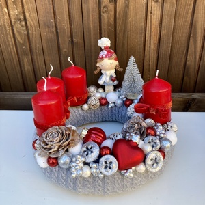 Adventi koszorú, Karácsony, Adventi díszek, Adventi koszorú, Virágkötés, MESKA