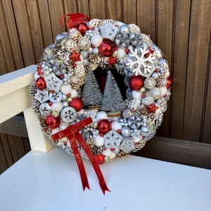 Adventi ajtódísz , Karácsony, Adventi díszek, Adventi ajtódísz, Virágkötés, MESKA