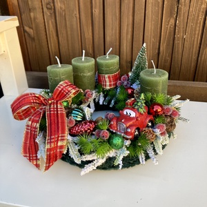 Klasszikus adventi koszorú, Karácsony, Adventi díszek, Adventi koszorú, Virágkötés, MESKA