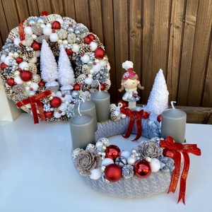 Adventi koszorú, Karácsony, Adventi díszek, Adventi koszorú, Virágkötés, MESKA