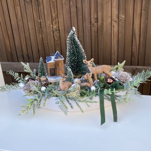 Téli adventi asztaldísz, Karácsony, Adventi díszek, Adventi asztaldísz, Virágkötés, MESKA