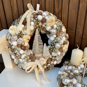 Adventi ajtódísz krém - karácsony - adventi díszek - adventi ajtódísz - Meska.hu