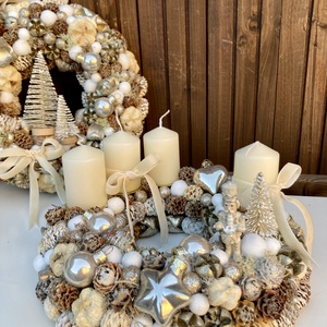 Adventi koszorú krém - karácsony - adventi díszek - adventi koszorú - Meska.hu