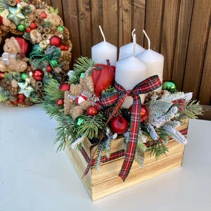 Adventi koszorú macis - karácsony - adventi díszek - adventi koszorú - Meska.hu