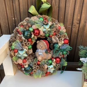 Adventi ajtódísz macis - karácsony - adventi díszek - adventi ajtódísz - Meska.hu