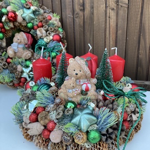 Adventi koszorú macis - karácsony - adventi díszek - adventi koszorú - Meska.hu