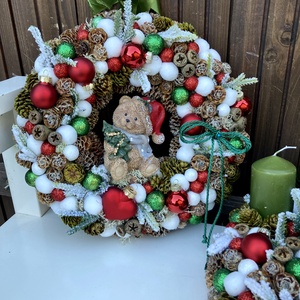 Adventi ajtódísz macis - karácsony - adventi díszek - adventi ajtódísz - Meska.hu