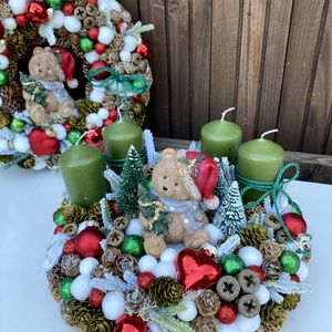 Adventi ajtódísz macis - karácsony - adventi díszek - adventi ajtódísz - Meska.hu